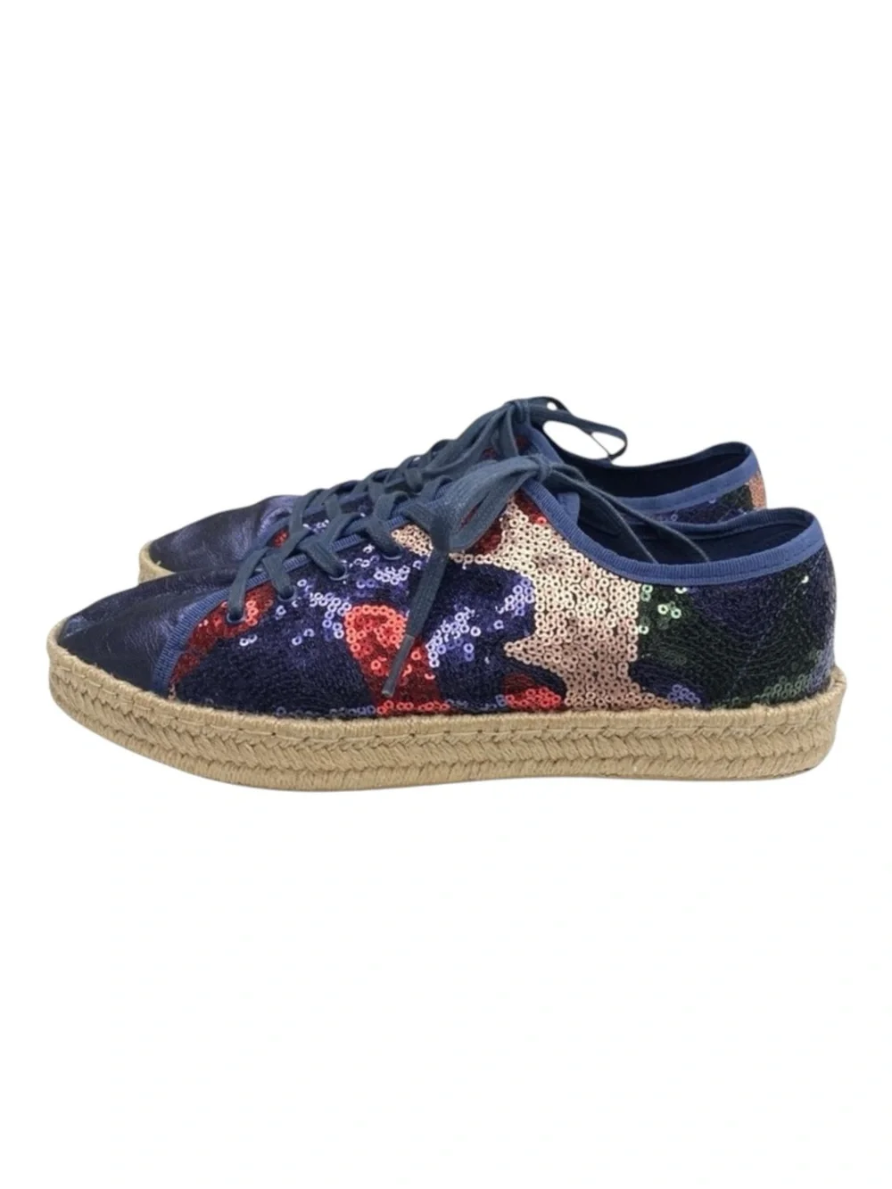 Ibizas ༄ Sequin Platform Espadrilles Lace Up Sneakers ༄ Navy Red Pink༄ 40 9 9.5